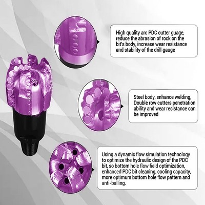 PDC Πετρελαϊκό τρυπάνι Bit Tungsten Carbide Rock Drilling Bit Σώμα μήτρας PDC Bit
