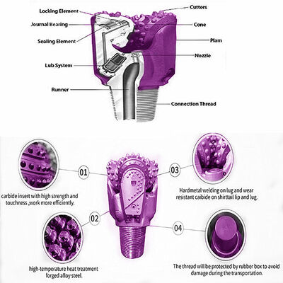 Τρυπάνι τρυπανιού τριών κώνων φρεατίων πετρελαίου API Roller Cone Bit 3 1/2"-17 1/2" Τριώνων τρυπανιού από χάλυβα υψηλής περιεκτικότητας σε άνθρακα