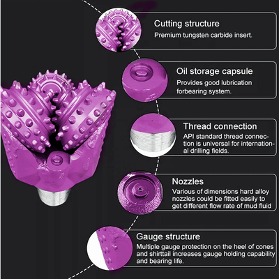 Διαμαντένιο πετρώμα τρυπάνι τρυπάνι από καουτσούκ σφραγισμένο με τρικόνη για τη βιομηχανία πετρελαίου και φυσικού αερίου